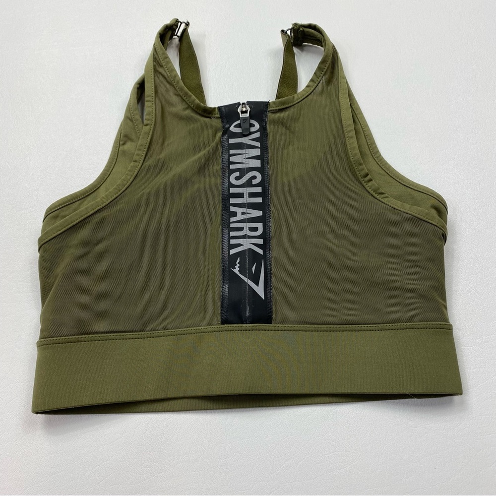Gymshark Green Zip Front Sports Bra Size Small